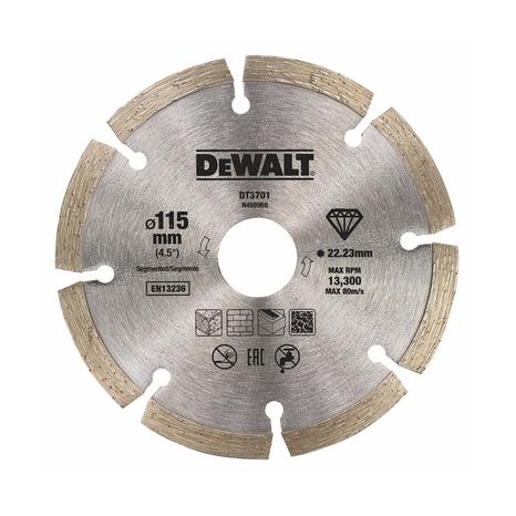 DEWALT DT3701 Diamantový kotúč na suché rezanie betónu a tehál 115mm x 22,2mm