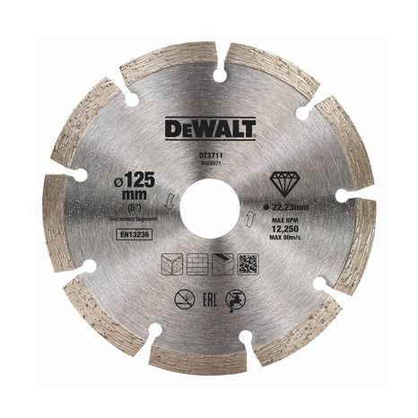 DEWALT DT3711 Diamantový kotúč na suché rezanie betónu a tehál 125mm x 22,2mm