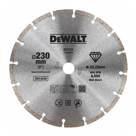 DEWALT DT3731 Diamantový kotúč na suché rezanie betónu a tehál 230mm x 22,2mm