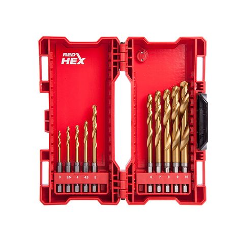 Milwaukee 48894759 Sada vrtákov 3-10mm do kovu Shockwave HSS-G Titan RED HEX 10ks