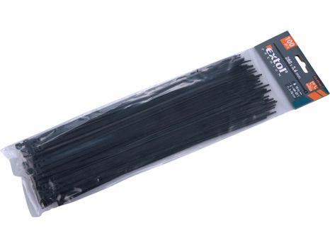 Pásky sťahovacie čierne, 3,6x280mm, 100ks, pr.70mm, 18kg, nylon PA66, EXTOL PREMIUM