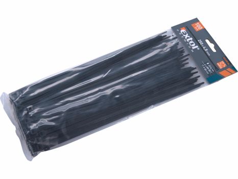 Pásky sťahovacie čierne, 4,8x250mm, 100ks, pr.65mm, 22kg, nylon PA66, EXTOL PREMIUM