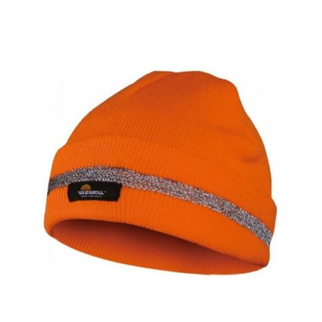 VIZWELL Výstražná zimná čapica s reflexným pásikom oranžová